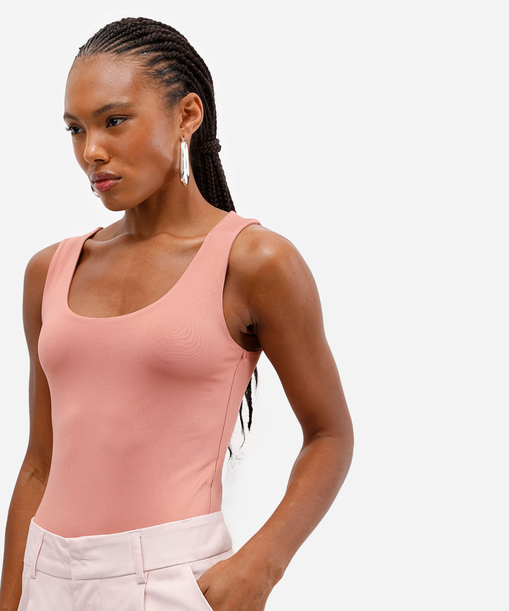regata básica feminina decote redondo rosa