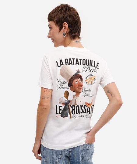 Camiseta feminina manga curta rattatouille off white GG