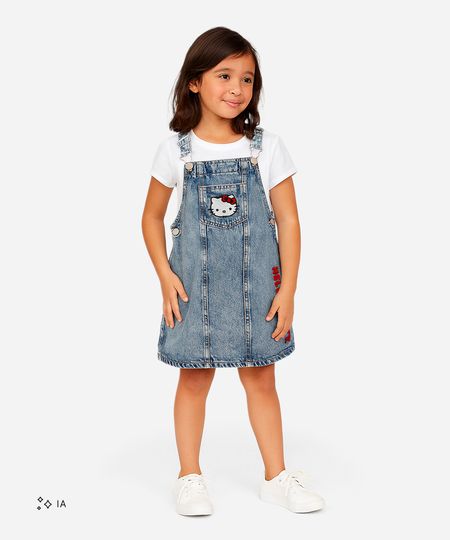 salopete infantil jeans hello kitty azul 8 salopete infantil jeans hello kitty azul 8