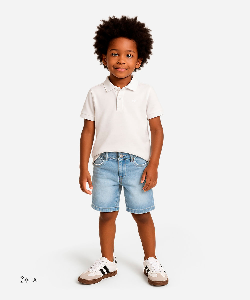 bermuda jeans infantil com bolso azul