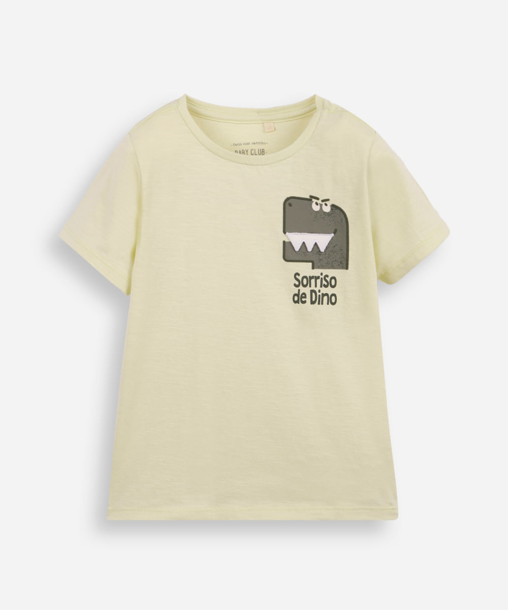 camiseta infantil estampa interativo dino verde