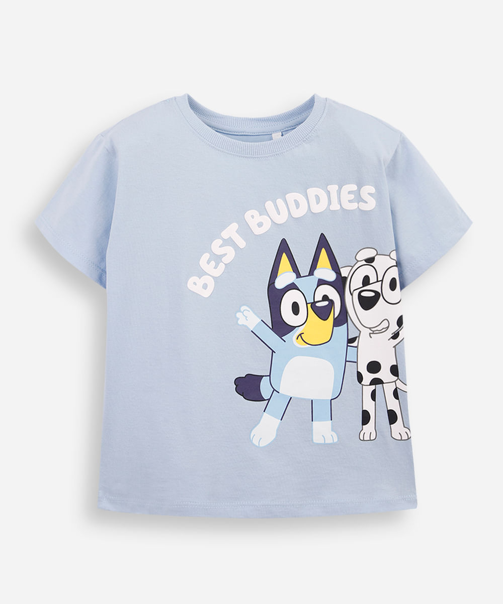 camiseta infantil de algodão bluey azul