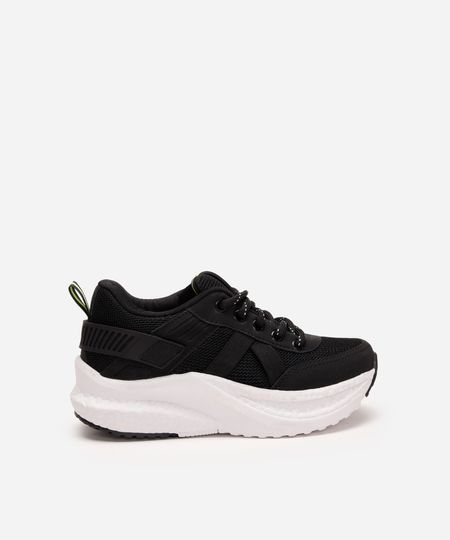 tenis kids cano baixo casual preto 28