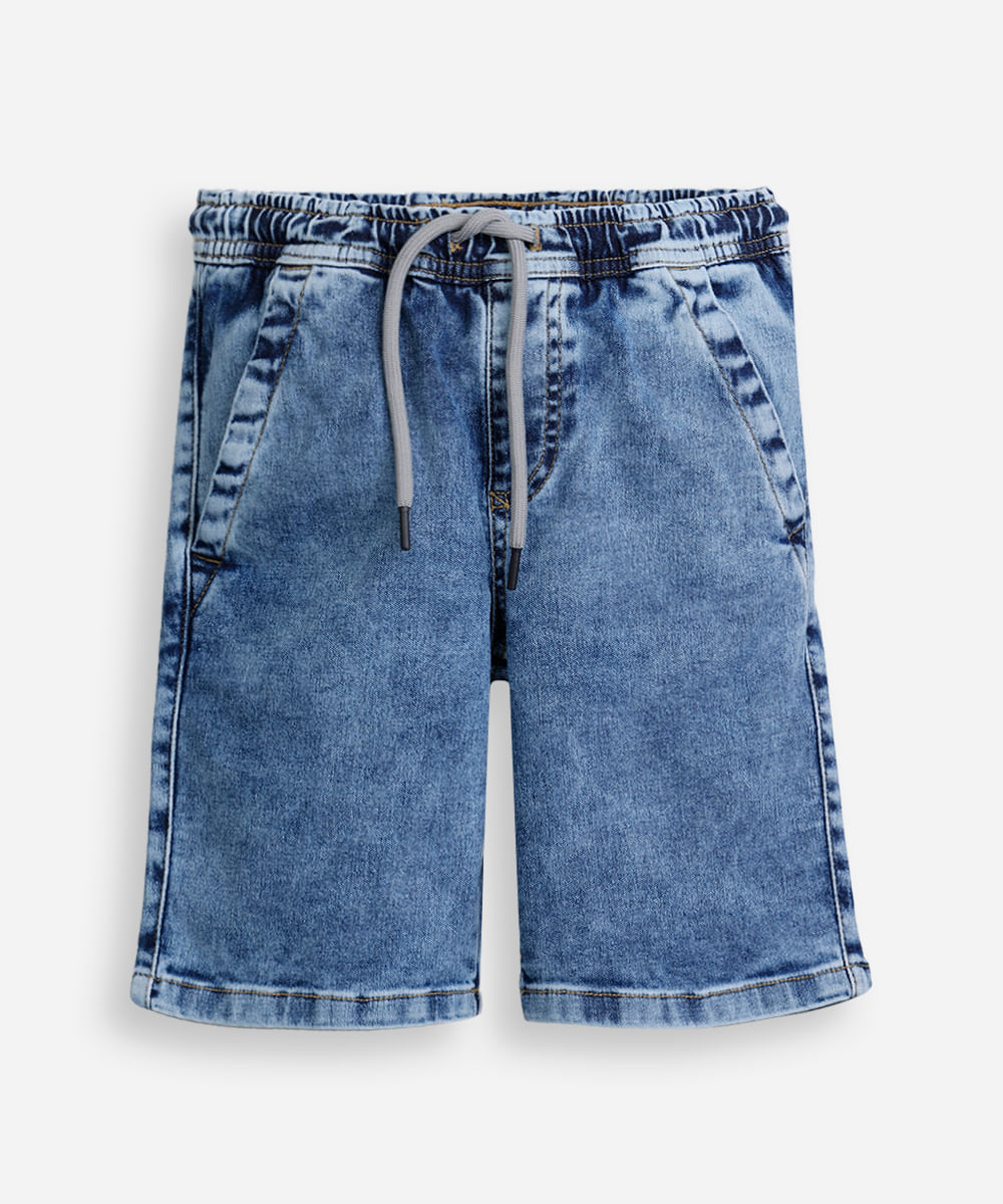 bermuda jeans infantil cós com elástico azul