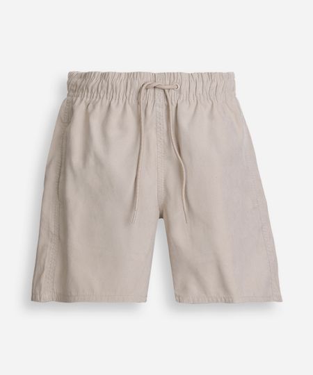 bermuda infantil com elástico e cordão bege 8 bermuda infantil com elástico e cordão bege 8