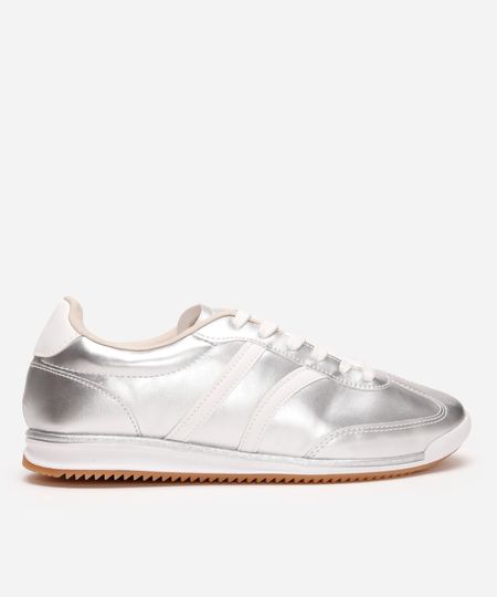 tênis casual com recortes ace prateado 34 tênis casual com recortes ace prateado 34