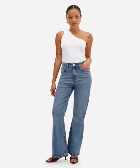 calça flare petit feminina jeans azul 34