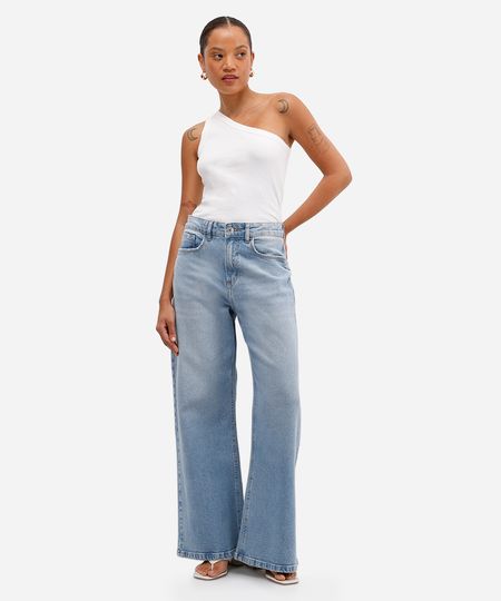 calça wide leg petit feminina jeans azul 38 calça wide leg petit feminina jeans azul 38