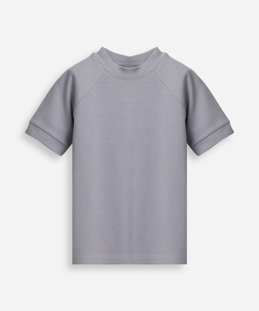 camiseta infantil slim raglan cinza