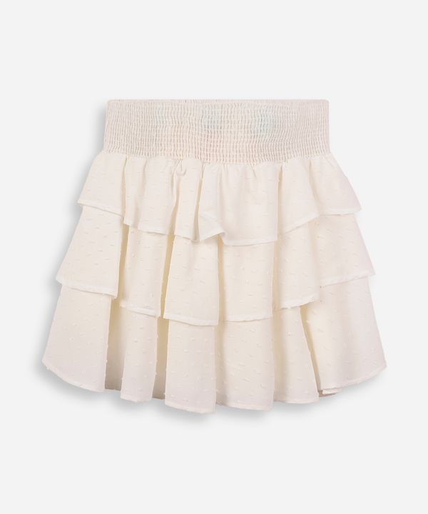 saia curta juvenil de viscose com babados texturizada off white 14