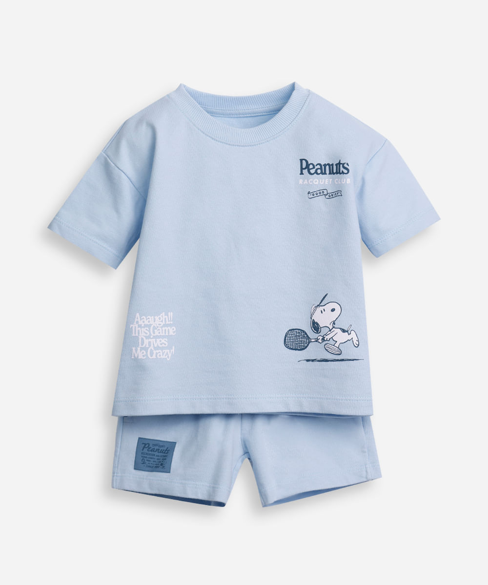 conjunto infantil curto snoopy azul