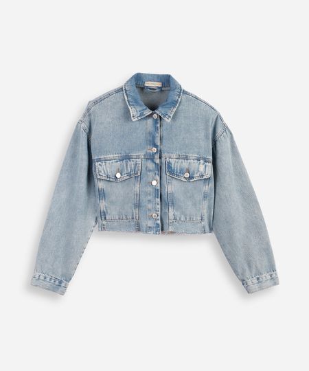 jaqueta cropped juvenil jeans com barra a fio azul 10 jaqueta cropped juvenil jeans com barra a fio azul 10