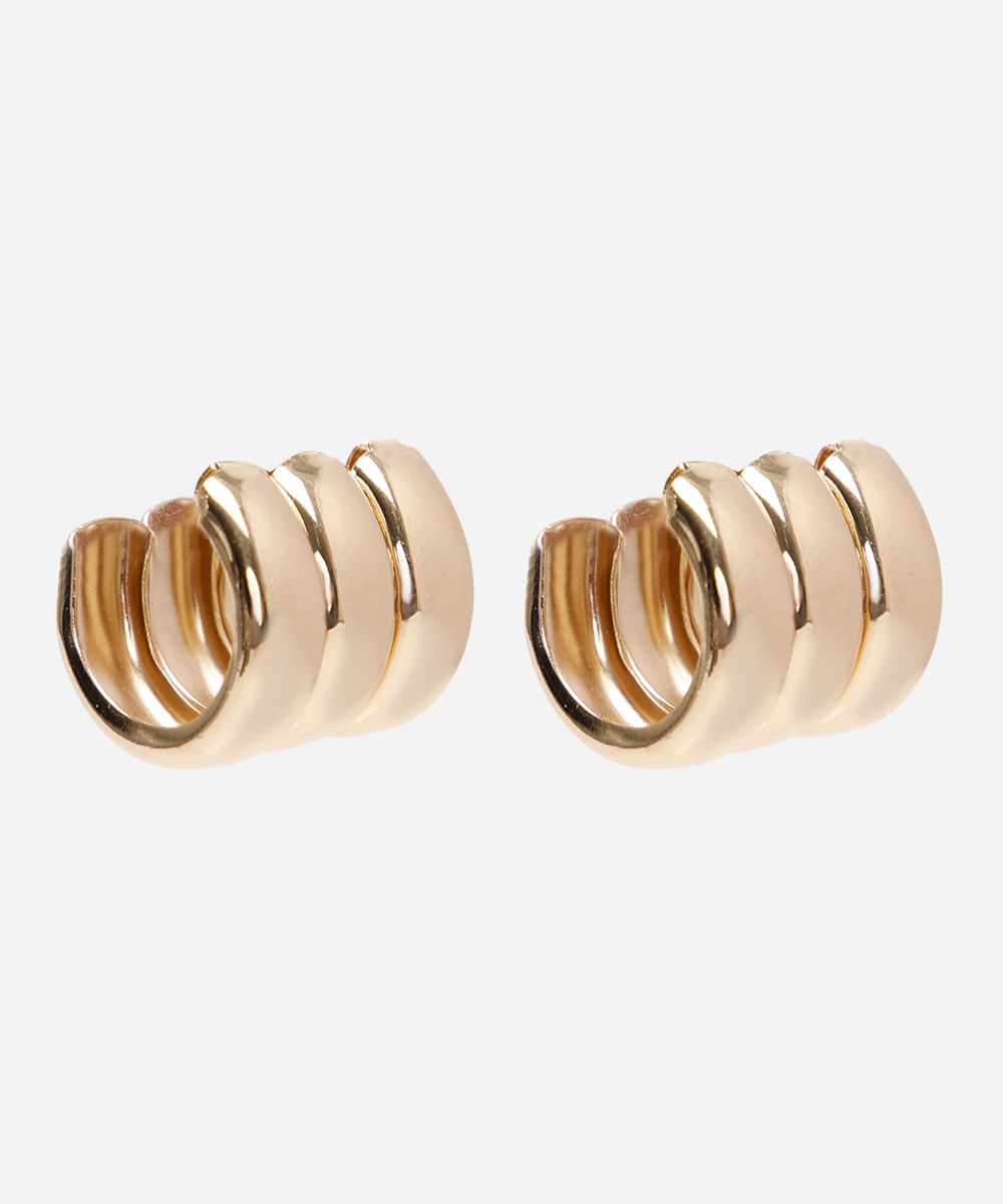 brinco argola canelado dourado