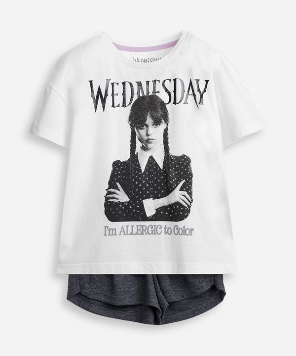 pijama curto infantil wandinha off white 8