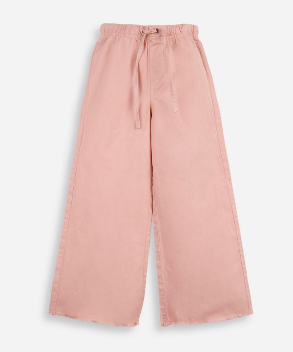 calça infantil wide cós elástico sarja rosa 10