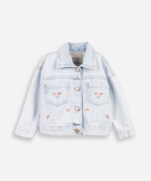 jaqueta infantil jeans com bordado azul 2