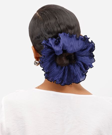 elástico de cabelo scrunchie plissado mindset azul UNICO