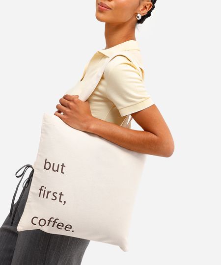 ecobag de algodão but first coffee bege UNICO ecobag de algodão but first coffee bege UNICO