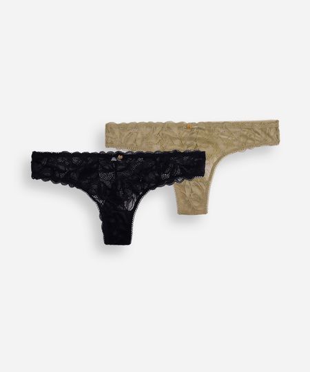 kit de 2 calcinhas fio dental renda floral colorido G kit de 2 calcinhas fio dental renda floral colorido G