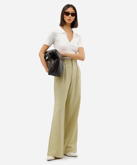 calça feminina wide alfaiataria verde 44 calça feminina wide alfaiataria verde 44