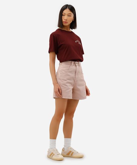short feminino de sarja com recortes e fendas rosa 36 short feminino de sarja com recortes e fendas rosa 36