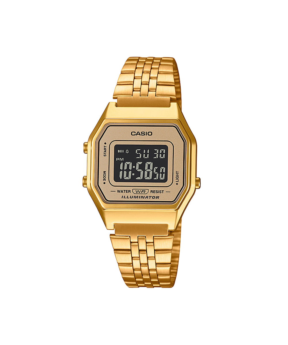 relógio unissex casio digital la680wga 9bdf dourado