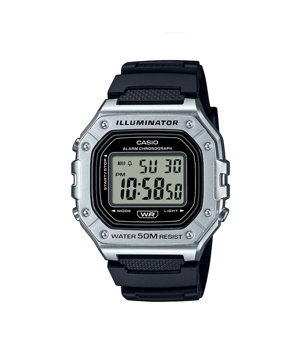 relógio masculino casio digital w 218hm 7avdf prateado