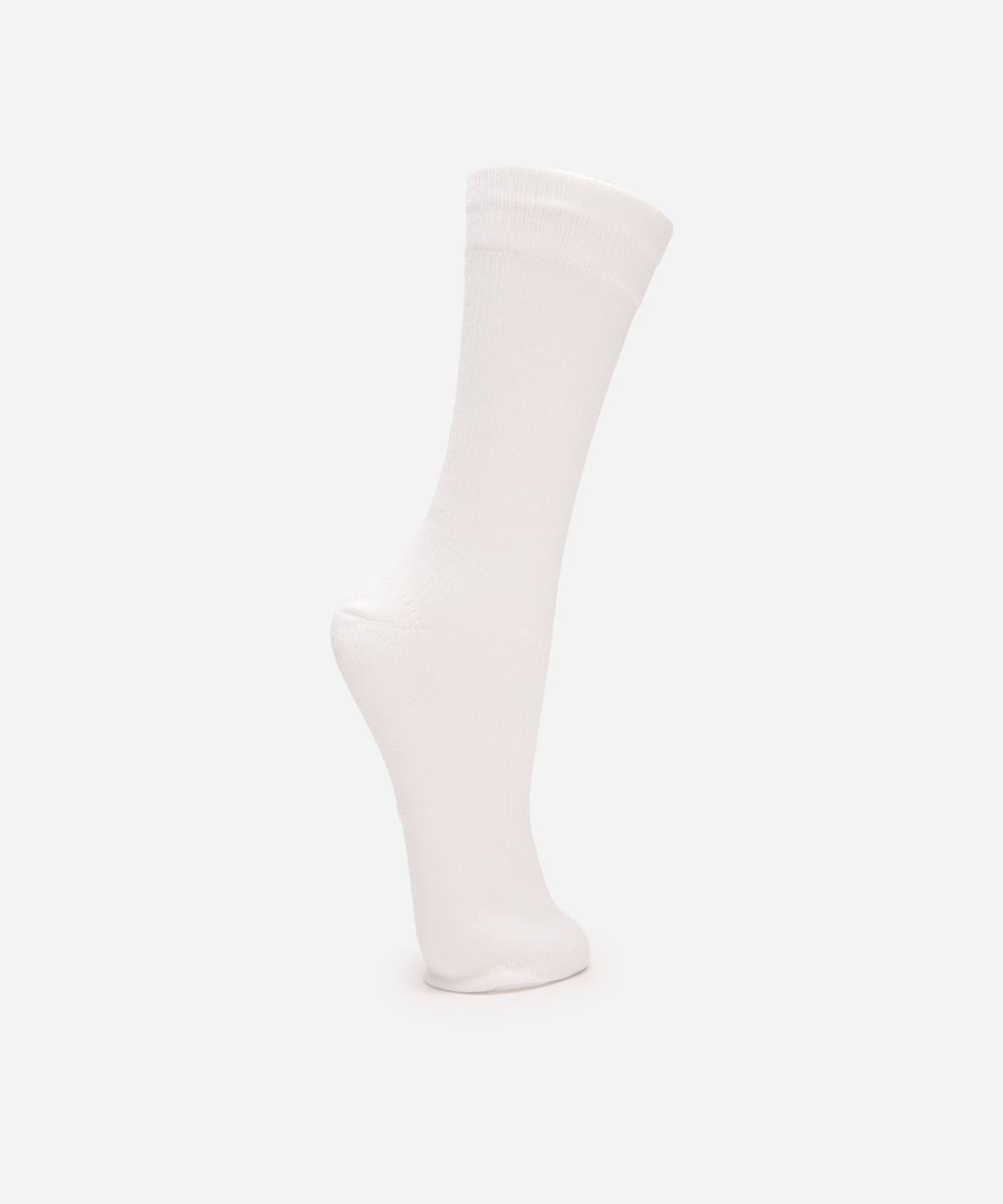 meia cano longo com viscose canelada branca meia cano longo com viscose canelada branca