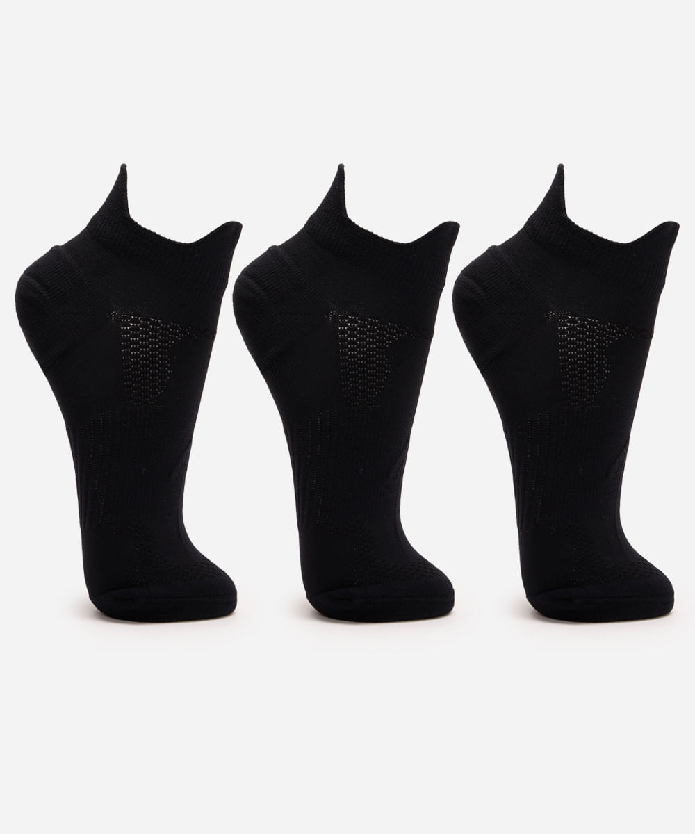 kit de 3 meias cano curto de poliamida preto kit de 3 meias cano curto de poliamida preto