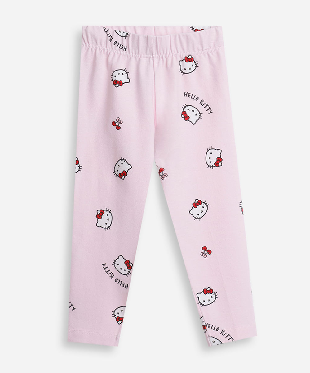 calça legging infantil hello kitty rosa