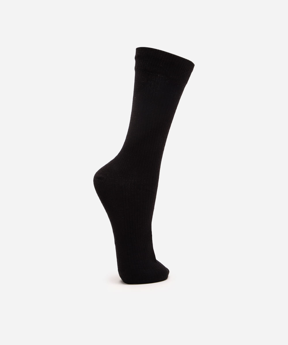 meia cano longo com viscose canelada preta meia cano longo com viscose canelada preta