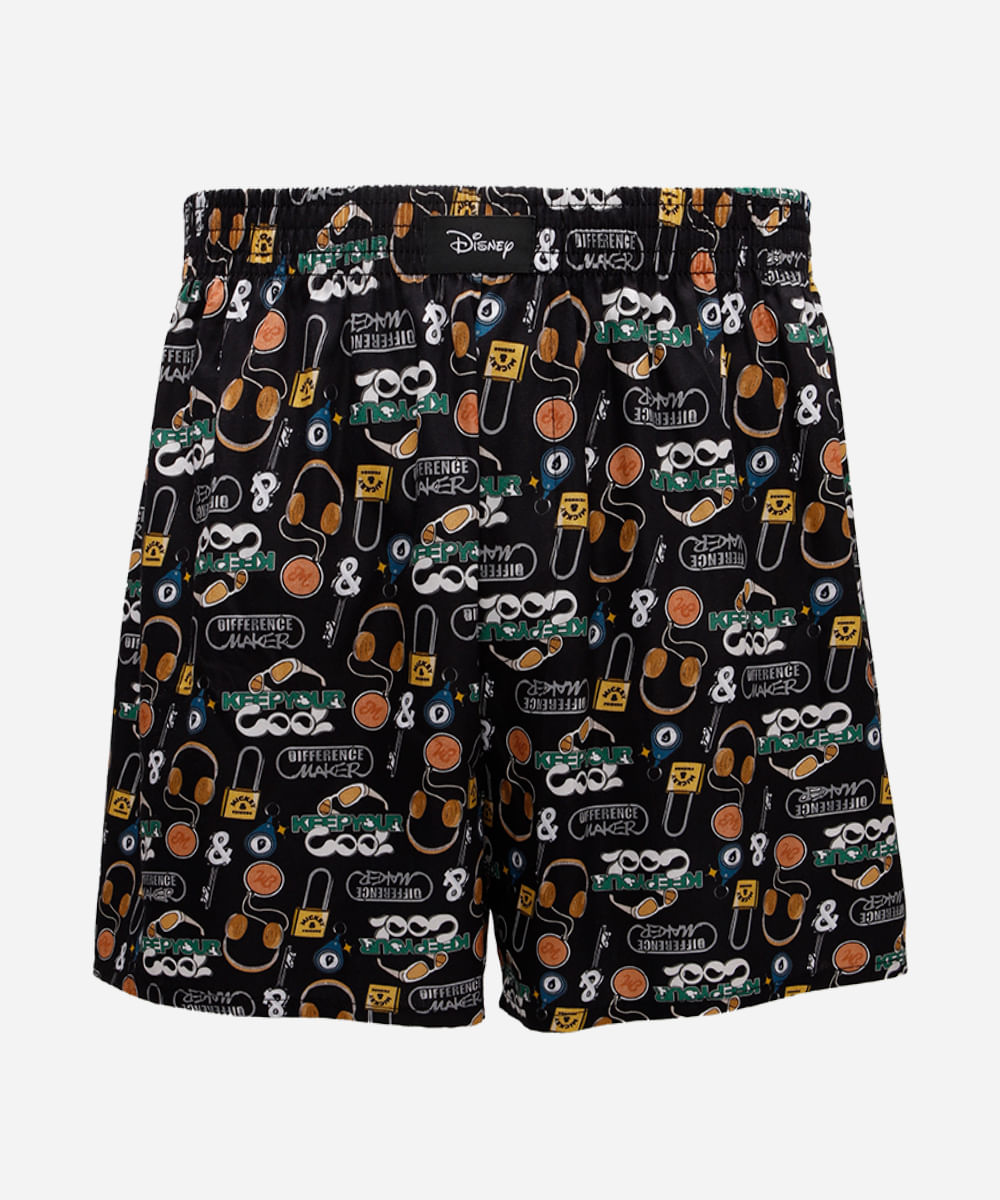 cueca samba canção masculina de algodão mickey preta