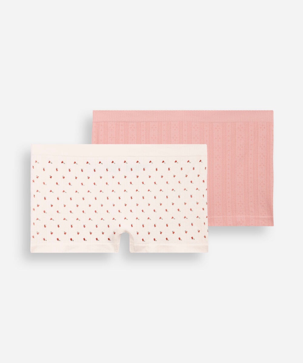 kit de 2 calcinhas boyshort sem costura floral colorido
