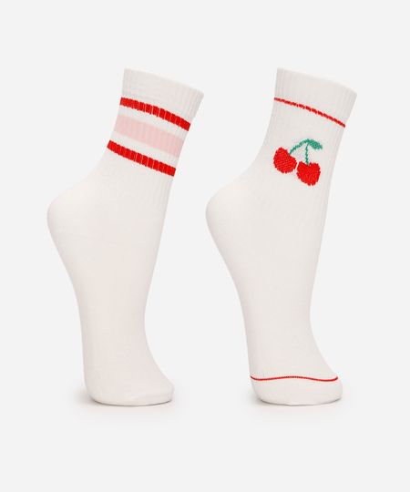 kit de 2 meias infantis cano longo estampada colorido 22-25 kit de 2 meias infantis cano longo estampada colorido 22-25