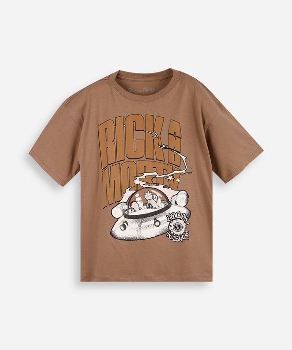 camiseta juvenil rick and morty nave espacial bege 14