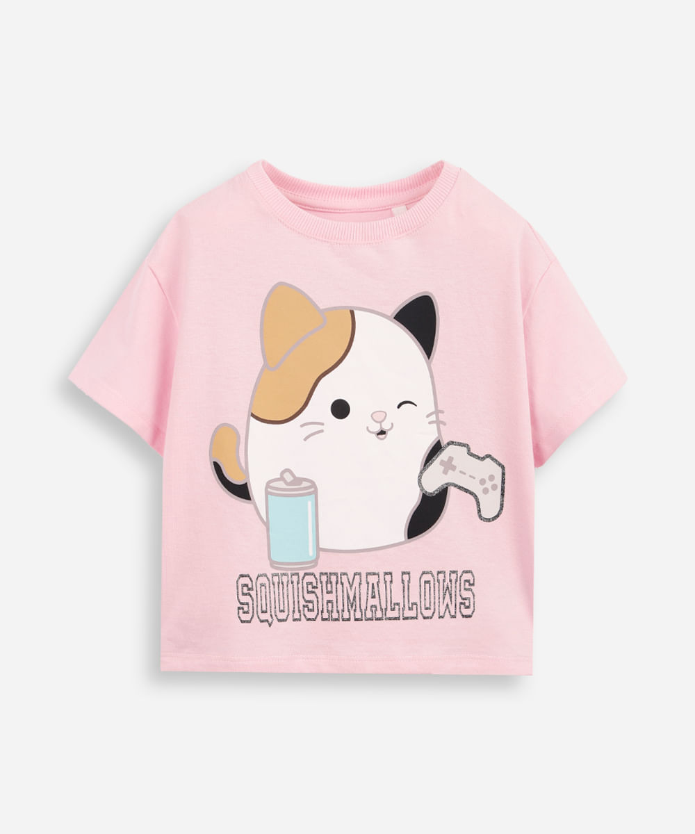 camiseta infantil nina squishmallows rosa