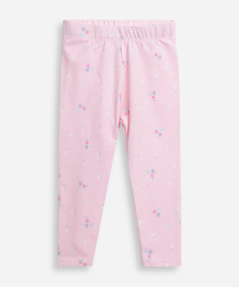 calça legging infantil de algodão liberty rosa