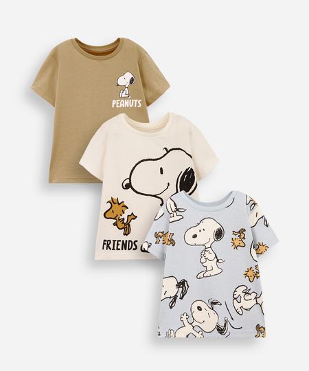 conjunto de 3 camisetas infantis snoopy colorida 2 conjunto de 3 camisetas infantis snoopy colorida 2