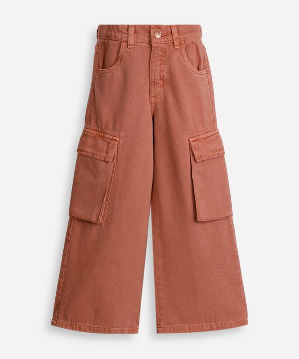 calça infantil wide leg cargo marrom 8