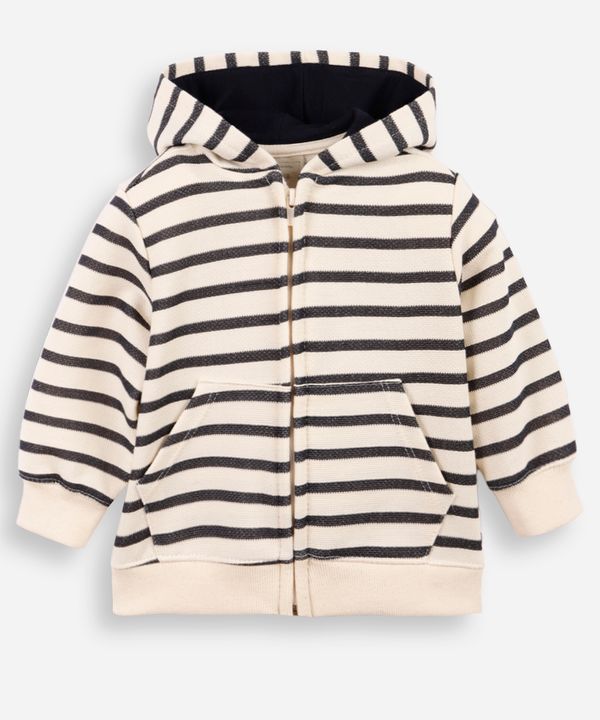 blusão de moletom infantil com capuz listrado off white 1