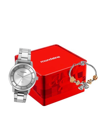 kit relógio feminino mondaine analógico 99730l0mvne4ka prateado UNICO kit relógio feminino mondaine analógico 99730l0mvne4ka prateado UNICO