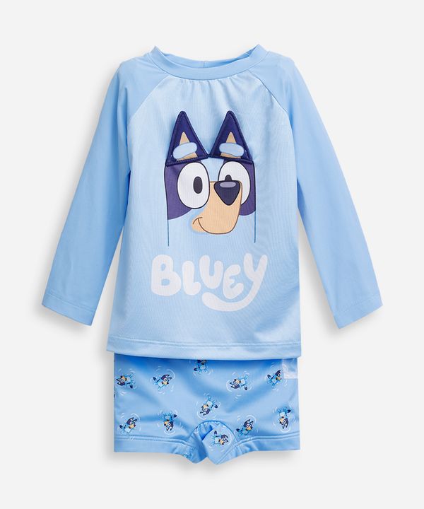 conjunto infantil camiseta uv e sunga bluey azul 1