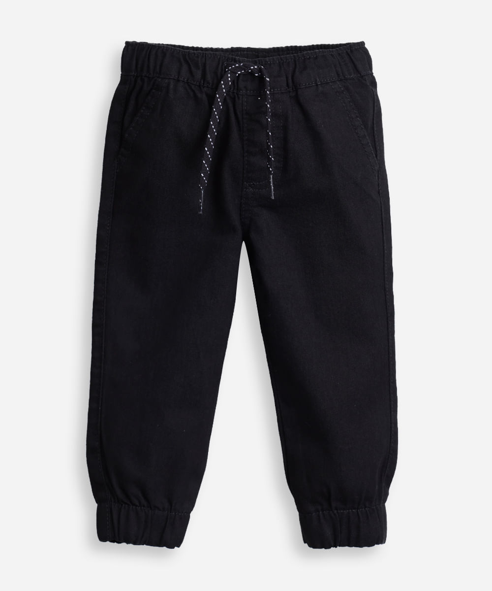 calça infantil sarja jogger preta