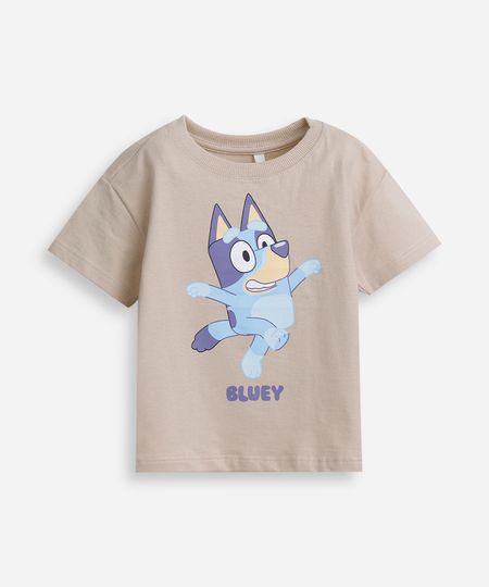 camiseta infantil de algodão manga curta bluey bege 4 camiseta infantil de algodão manga curta bluey bege 4