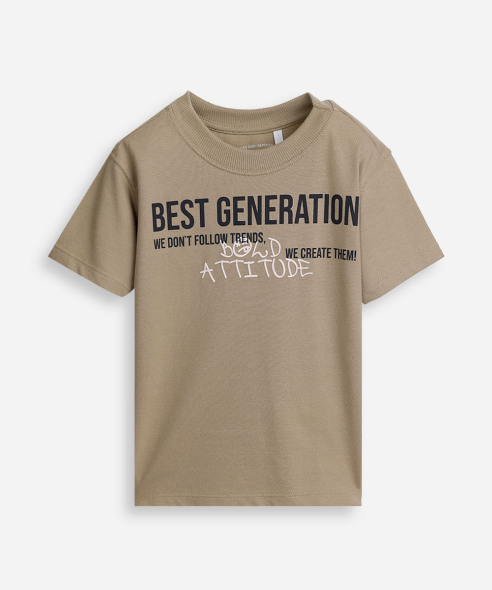 t-shirt infantil manga curta lettering best generation verde