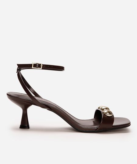 sandália feminina bico quadrado com tachas oneself marrom 37 sandália feminina bico quadrado com tachas oneself marrom 37