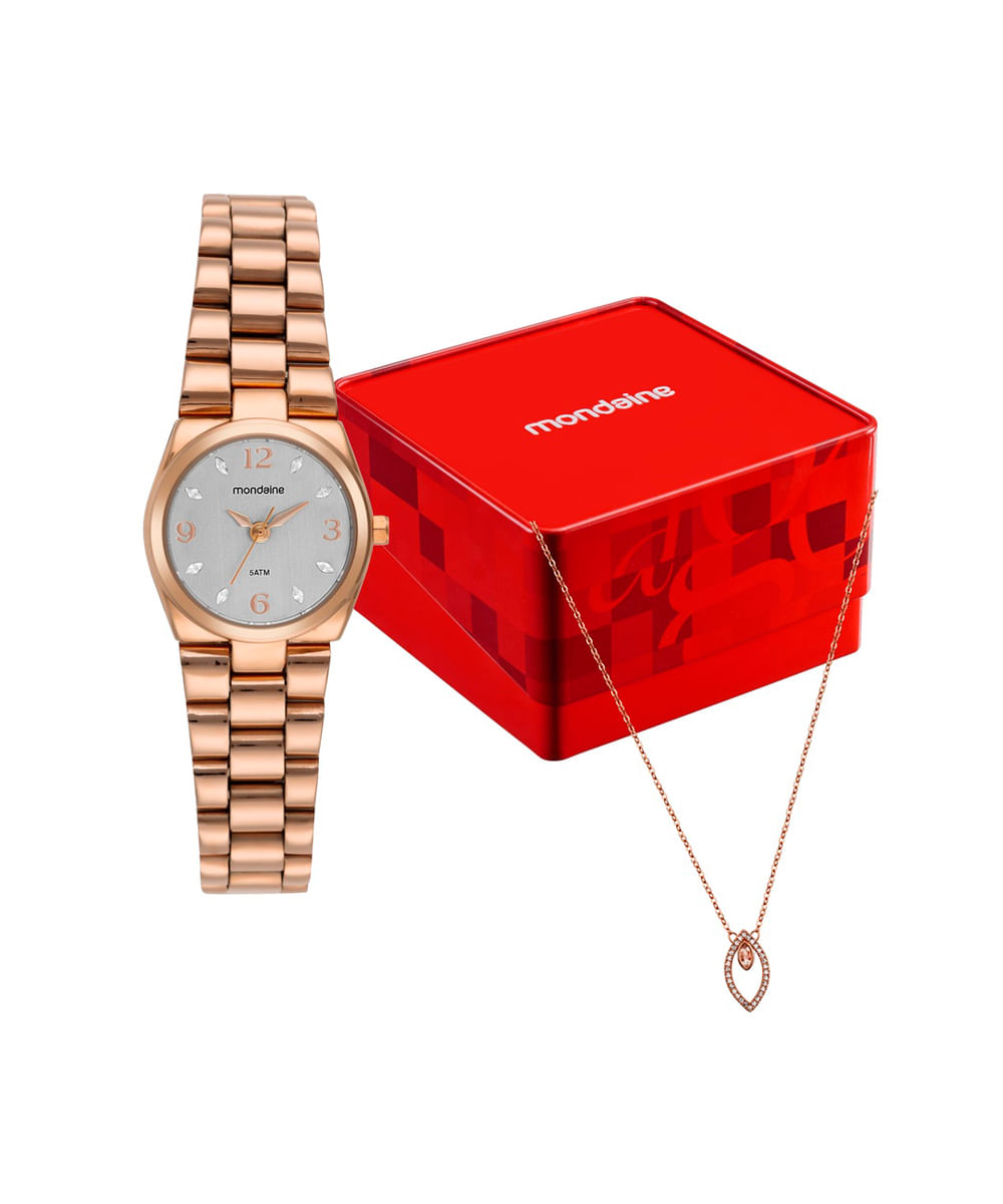kit relógio feminino mondaine analógico 32871lpmkre3k1 rosa kit relógio feminino mondaine analógico 32871lpmkre3k1 rosa