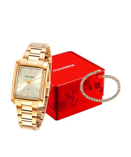 kit relógio feminino mondaine analógico 32417lpmvde1kc dourado UNICO kit relógio feminino mondaine analógico 32417lpmvde1kc dourado UNICO