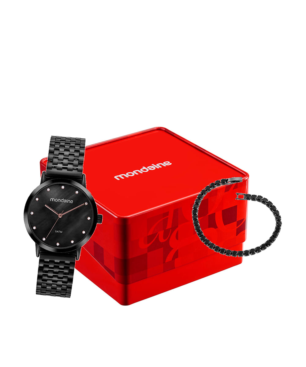 kit relógio feminino mondaine analógico 32819lpmvpe2kc preto kit relógio feminino mondaine analógico 32819lpmvpe2kc preto