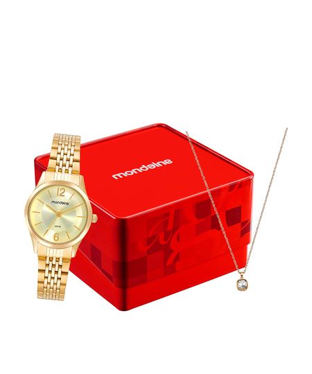 kit relógio mondaine analógico 32698lpmvde1kc dourado UNICO kit relógio mondaine analógico 32698lpmvde1kc dourado UNICO